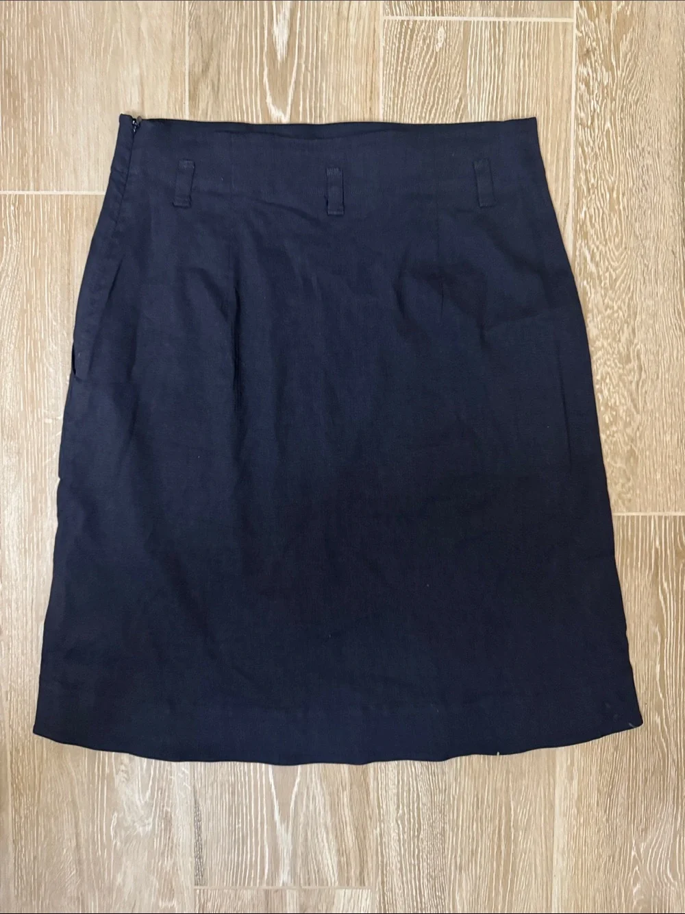 Theory Navy A LineTie Skirt Eco Crunch Wash 6